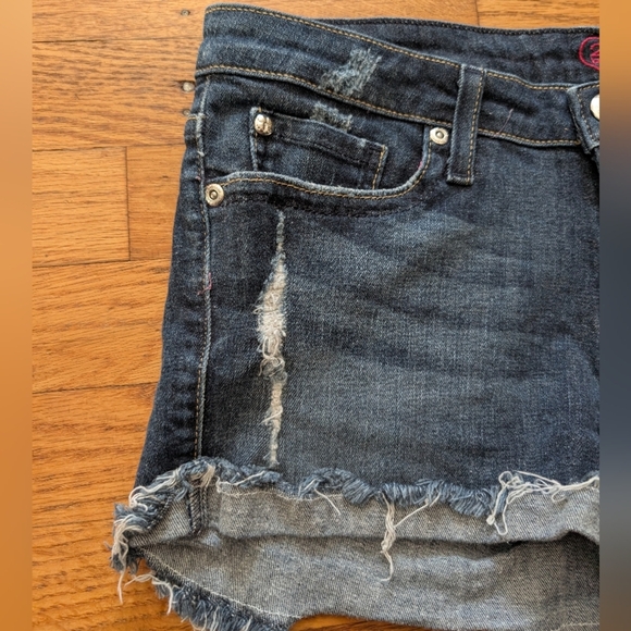 Bebe Gem Studded & Distressed Jean Shorts - Picture 2 of 5